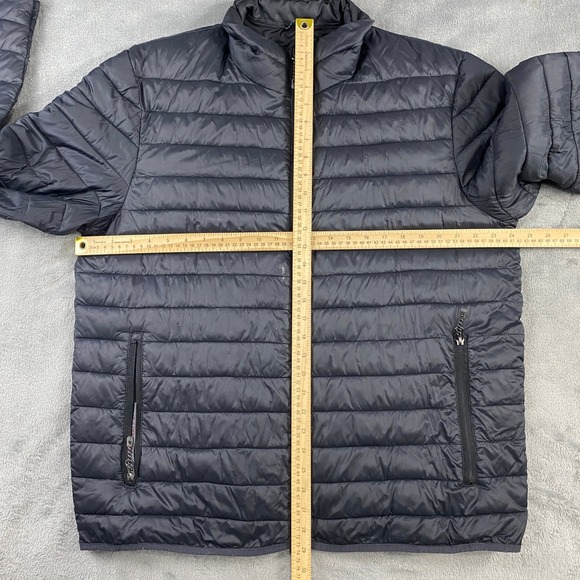 Mens Packable Insulated Puffer Large Jacket Black Full Zip Lightweight Very Warm - Picture 2 of 12